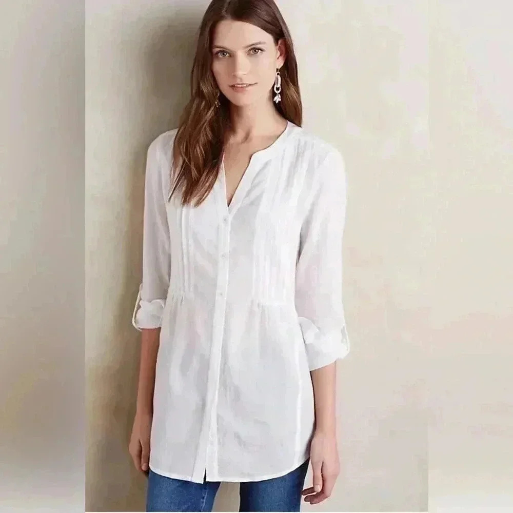 Maeve Pintucked Buttondown Tunic